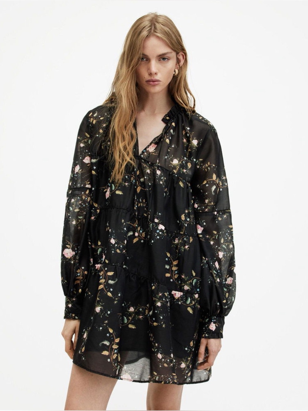 All Saints Mindy Oversized Oto Floral Mini Dress
